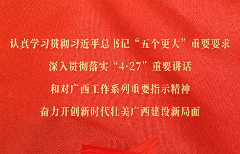認(rèn)真學(xué)習(xí)貫徹習(xí)近平總書(shū)記“五個(gè)更大”重要要求，深入貫徹落實(shí)“4·27”重要講話(huà)和對(duì)廣西工作系列重要指示精神，奮力開(kāi)創(chuàng)新時(shí)代壯美廣西建設(shè)新局面